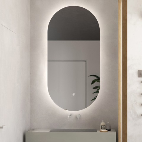 Ovale Badezimmer Spiegel mit hinterleuchtetem LED 60x100cm modernem Konughs XL Aktion