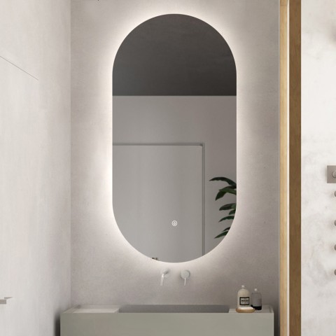 Ovaler beleuchteter Spiegel Badezimmer LED 60x100cm modern Konughs XL Aktion