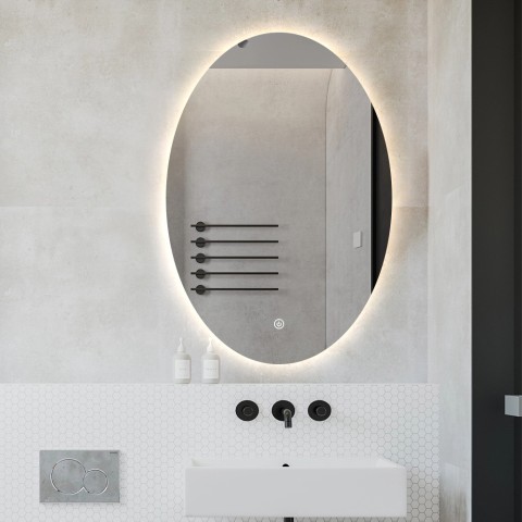 Moderner ovaler beleuchteter LED-Badezimmerspiegel 50x70cm Sodin M Aktion