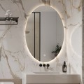 Ovaler Badezimmerspiegel 60x80cm mit hinterleuchteten LED-Lichtern Sodin L Aktion