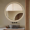 Badezimmerspiegel LED rund 80 cm beleuchteter Rahmen Laugarv XL Angebot