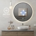 Badezimmerspiegel LED rund 80 cm beleuchteter Rahmen Laugarv XL Sales