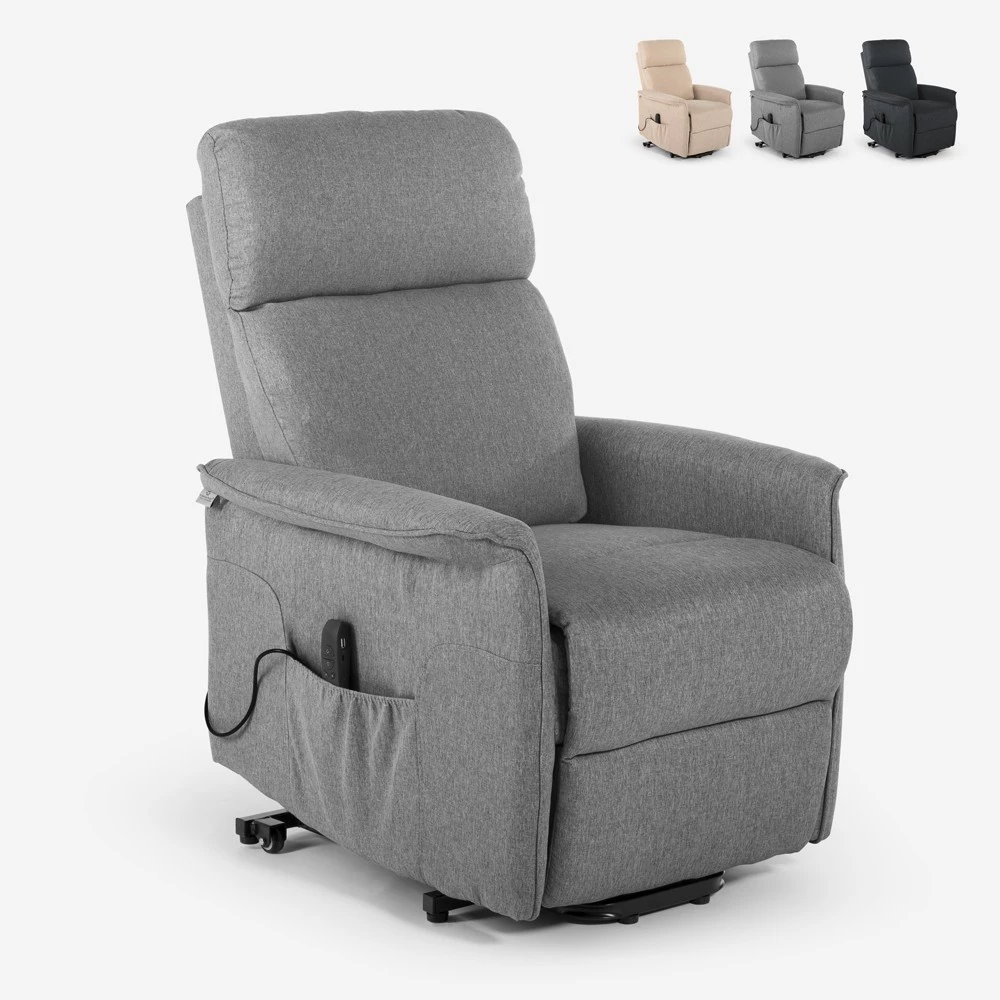 Sessel mit elektrischer Relaxfunktion für Senioren mit Aufstehhilfe, USB-Anschluss und Rädern Giorgia Tech