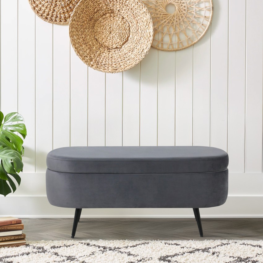  Renoir: Polsterhocker mit Stauraum Fußhocker aus Samt Eingangsbank design 
 



