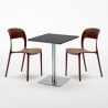 Schwarz Tisch Quadratisch 60x60 mit Stahlfuß Bunte Stühle Restaurant Pistachio Maße