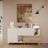 Küchenanrichte Wohnzimmer 2 Türen 2 Schubladen Holz weiß 181x42x94cm Kamie 