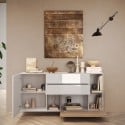 Küchenanrichte Wohnzimmer 2 Türen 2 Schubladen Holz weiß 181x42x94cm Kamie 