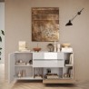 Küchenanrichte Wohnzimmer 2 Türen 2 Schubladen Holz weiß 181x42x94cm Kamie 
