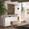 Küchenanrichte Wohnzimmer 2 Türen 2 Schubladen Holz weiß 181x42x94cm Kamie Rabatte