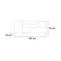 Küchenanrichte Wohnzimmer 2 Türen 2 Schubladen Holz weiß 181x42x94cm Kamie 
