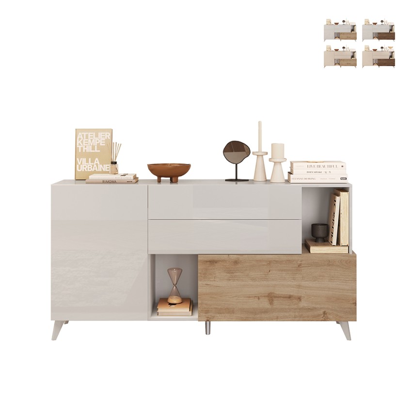 Küchenanrichte Wohnzimmer 2 Türen 2 Schubladen Holz weiß 181x42x94cm Kamie Aktion Küchenanrichte Wohnzimmer 2 Türen 2 Schubladen Holz weiß 181x42x94cm Kamie Aktion