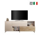 Modernes Küchen Sideboard Wohnzimmer weißes Holz 2 Türen Schubladen Maditha Maße