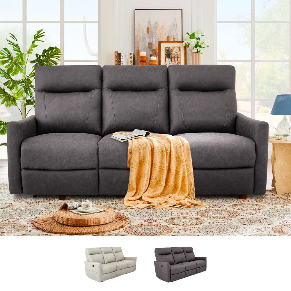 Modernes graues Kunstleder 3-Sitzer Liegesofa mit manueller Einstellung Kiros