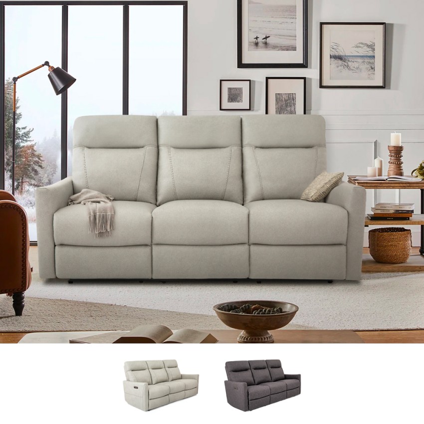 Elektrisches Relaxsofa 3-Sitzer Verstellbar 2 USB Aus Kunstleder Jovit