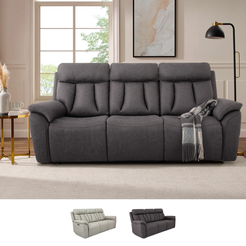 Elektrisches Relaxsofa 3-Sitzer Verstellbar 2 USB Modern Savys