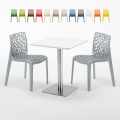 Tisch Quadratisch Weiß Tischplatte 60x60 mit 2 Bunten Stühlen Gruvyer Hazelnut Aktion