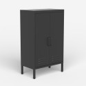 Büroschrank schwarz Metall 2 Türen industriell 65x36x105cm Colima Verkauf