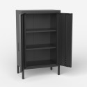 Büroschrank schwarz Metall 2 Türen industriell 65x36x105cm Colima Sales