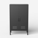 Büroschrank schwarz Metall 2 Türen industriell 65x36x105cm Colima Angebot