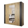 Schrank 2 schiebetüren Spiegel holz eiche schwarz 200x64x213 Cadoc Verkauf