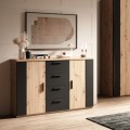 Kommode Anrichte mattschwarzes Holz 2 Türen 4 Schubladen Gael Aktion
