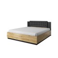 Doppelbett mit Staukasten 160x200cm Holz schwarz Kopfteil Horton Aktion