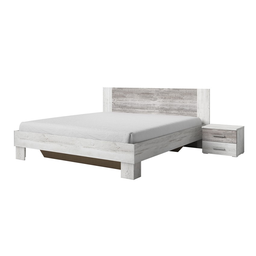 Doppelbett 160x200 weißes Holz 2 Nachttische Lattenrost Indra Aktion Doppelbett 160x200 weißes Holz 2 Nachttische Lattenrost Indra Aktion