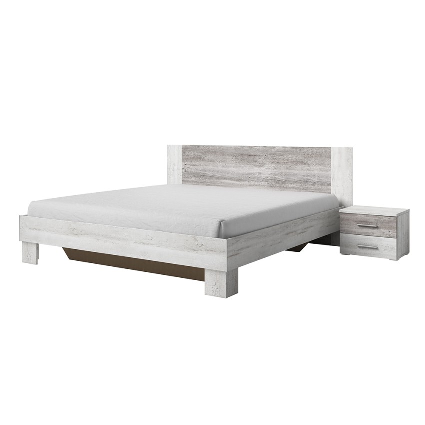 Doppelbett 180x200 Lattenrost 2 Nachttische Holz weiß Mosnay Aktion