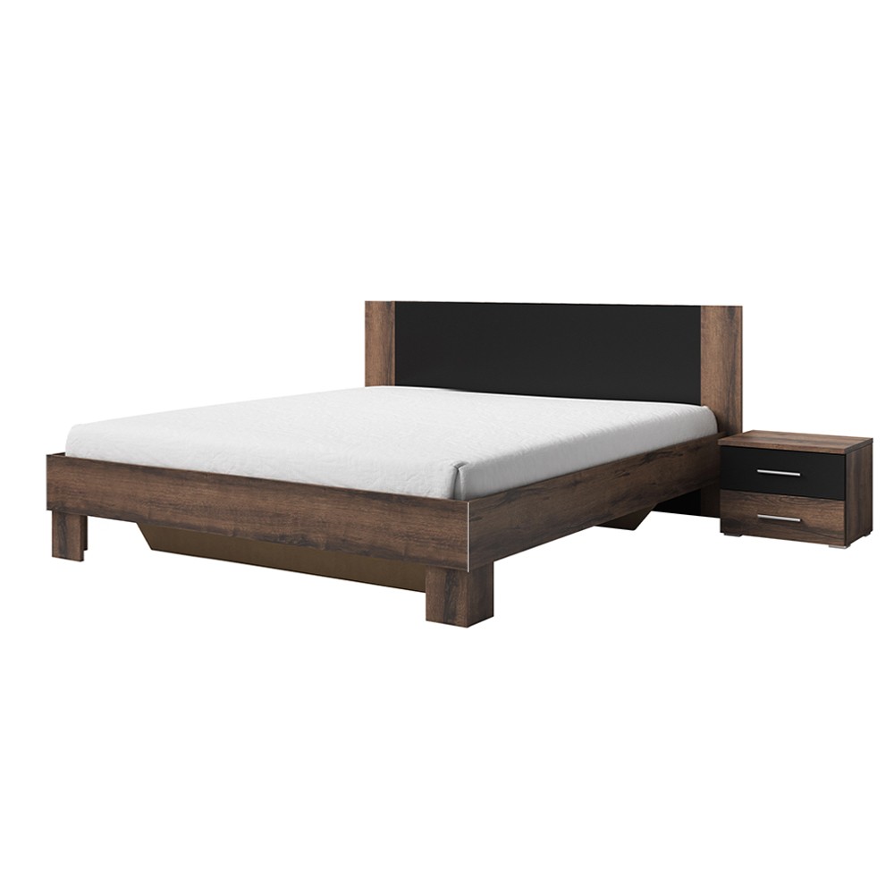 Doppelbett 2 Nachttische 180x200 Kopfteil Holzlattenrost Lauret