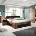 Stauraum-Doppelbett 160x200cm schwarz Eiche Lattenrost Bayda Verkauf