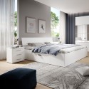 Weißes Doppelbett 160x200cm Lattenrost Seitenschubladen Loix Verkauf