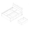 Weißes 180x200cm Doppelbett mit Stauraumschubladen Lattenrost Eleyn Verkauf