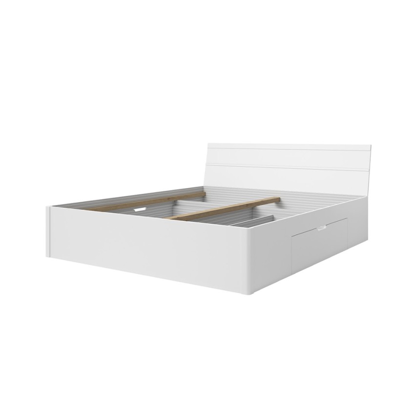 Weißes 180x200cm Doppelbett mit Stauraumschubladen Lattenrost Eleyn Aktion