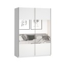 Weißer Schlafzimmerschrank mit Spiegelschiebetüren 120x61x210 Many Aktion