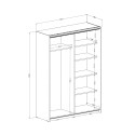 Weißer Kleiderschrank 150x61x210 Schiebespiegeltüren Olette Rabatte