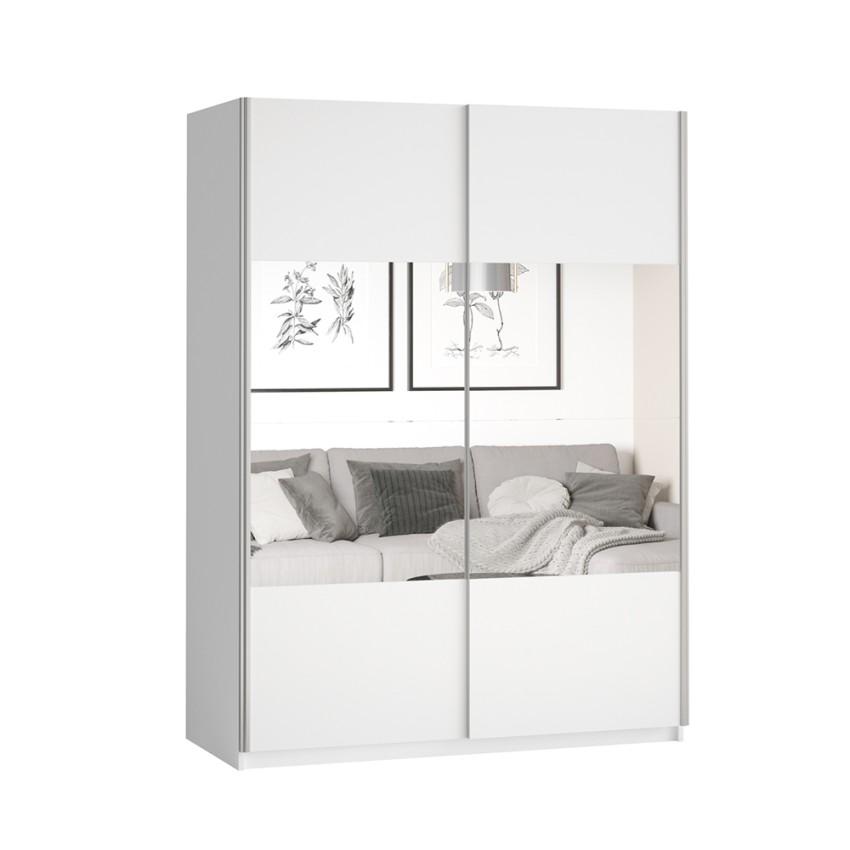 Weißer Kleiderschrank 150x61x210 Schiebespiegeltüren Olette Aktion Weißer Kleiderschrank 150x61x210 Schiebespiegeltüren Olette Aktion