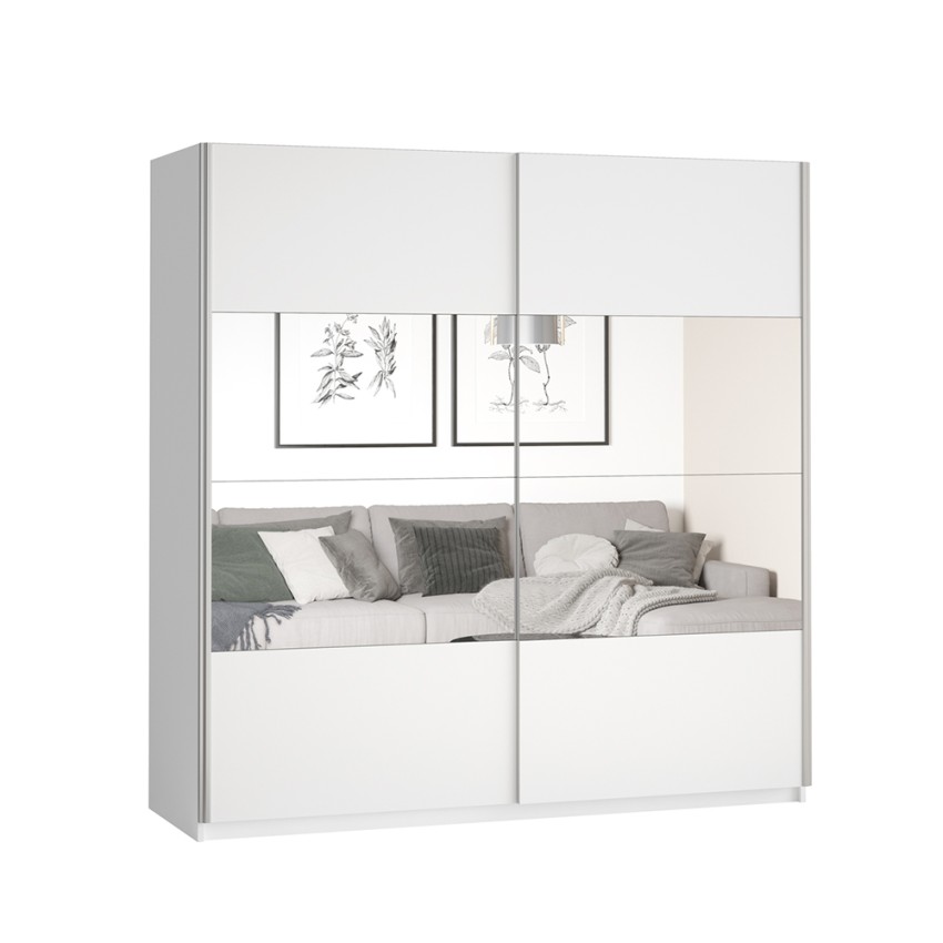 Kleiderschrank 2 Schiebespiegeltüren 200x60x210 weiß Mathea Aktion Kleiderschrank 2 Schiebespiegeltüren 200x60x210 weiß Mathea Aktion