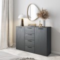 Schwarzer Schlafzimmer Kommode Schubkasten 4 Schubladen 2 Türen 132x38x93 Lyssa Aktion