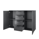 Schwarzer Schlafzimmer Kommode Schubkasten 4 Schubladen 2 Türen 132x38x93 Lyssa Angebot