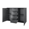 Schwarzer Schlafzimmer Kommode Schubkasten 4 Schubladen 2 Türen 132x38x93 Lyssa Angebot