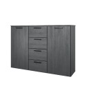 Schwarzer Schlafzimmer Kommode Schubkasten 4 Schubladen 2 Türen 132x38x93 Lyssa Verkauf