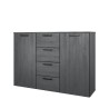Schwarzer Schlafzimmer Kommode Schubkasten 4 Schubladen 2 Türen 132x38x93 Lyssa Verkauf