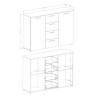 Schwarzer Schlafzimmer Kommode Schubkasten 4 Schubladen 2 Türen 132x38x93 Lyssa Sales