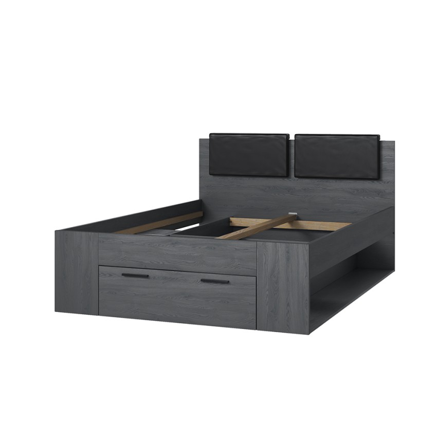 Anthe Bett 1,5-Platz 140x200cm, Eiche Dunkel mit Schubladen-Stauraum Aktion Anthe Bett 1,5-Platz 140x200cm, Eiche Dunkel mit Schubladen-Stauraum Aktion