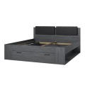 Doppelbett mit schwarzem Bettkasten 180x200 Lattenrost Kopfteil Horseg Aktion