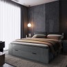 Doppelbett mit schwarzem Bettkasten 180x200 Lattenrost Kopfteil Horseg Verkauf