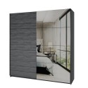 Moderner Kleiderschrank aus dunkler Eiche 2 Schiebespiegeltüren 200x61x210 Saone Aktion
