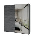 Moderner Kleiderschrank aus dunkler Eiche 2 Schiebespiegeltüren 200x61x210 Saone Aktion