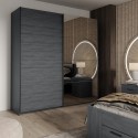 Moderner Kleiderschrank aus dunkler Eiche 2 Schiebespiegeltüren 200x61x210 Saone Sales