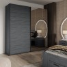Moderner Kleiderschrank aus dunkler Eiche 2 Schiebespiegeltüren 200x61x210 Saone Sales